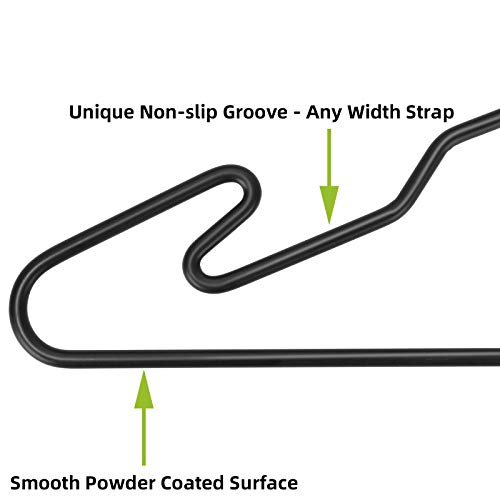 MLMD Lux Heavy Duty Metal Hangers with Unique Hook Design Durable & Sturdy Coat Hangers 4mm Thick Withstands 25lbs Weight Smooth Powder Coated Finish Compact Shirt Hangers - 40 Pack Black by MLMD Lux - Image 5