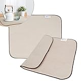 Sinland Microfiber Dish Drying Mats Countertop Mat For Dishes Kitchen Super Absorbent 16Inch X 18Inch Beige 2 Pack