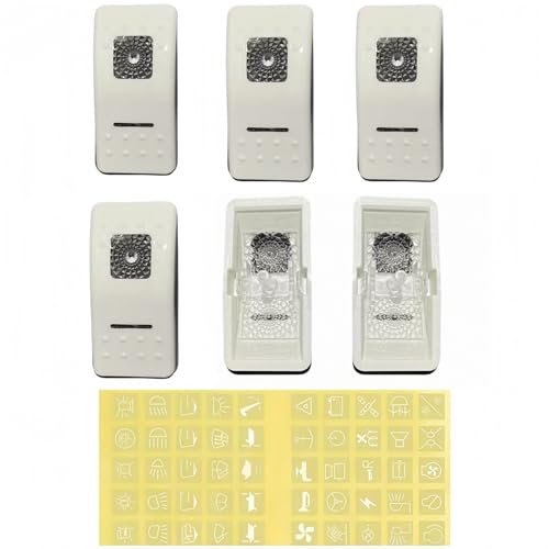 White Dual Lens Marine Rocker Switch Caps