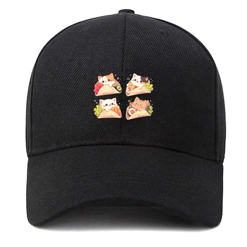 EDGMM Baseballmütze, Baumwolle, verstellbar, für Herren und Damen, Taco Cat, Einheitsgr��e