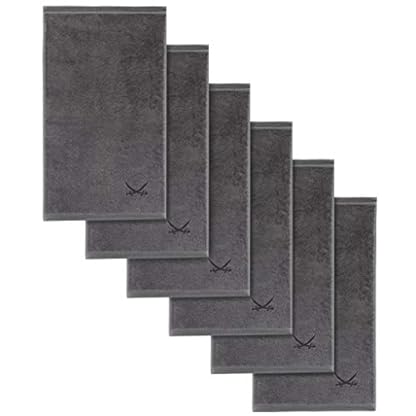 Sansibar 6er Set Gästetuch 30x50 cm – Saugstarkes Frotteetuch aus 100 % Baumwolle – Oeko-TEX Zertifiziert– Sylt-Design mit gesticktem Säbel-Logo – Anthrazit – Bild 3