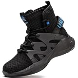 WOWSTICK Lightweight Work Safety Steel Toe Boots, Breathable Construction Sports Tennis Footwear, 17