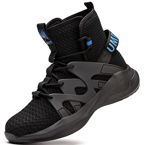 Wowstick Lightweight Work Safety Steel Toe Boots, Breathable Construction Sports Tennis Footwear, 175 Blue 43 #TOP8