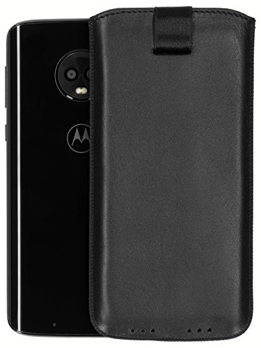 mumbi Genuine Leather Case Compatible with Motorola Moto G6 Black - Image 2