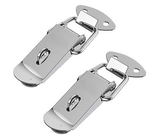 Sdydsge B 304 Stainless Steel 85Mm 2Pcs Duckmouth Buckle Hook Lock Stainless Steel Spring Draw Toggle Latch Clamp Clip Silver Hasp Latch Catch Clasp Wooden Box Spring Buckle(B 304 Stainless Steel 85Mm)