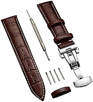 （23:00時点） [AriRi] 時計 ベルト 時計 バンド 23mm 24mm 22mm 21mm 20mm 19mm 18mm 本革腕時計バンド 交換ベルト Dバックル 防水 防汗 メンズ腕時計レザーベルト 工具付き ボックス付き (22mm, ダークブラウン/白ステッチ)