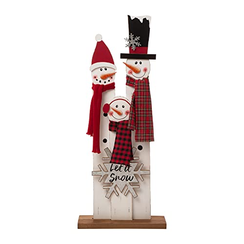 Image of Glitzhome 35.43 inch H Wooden Snowman Family Porch Decor Merry Christmas Home Indoor Outdoor Porch Wall Christmas Decoration
