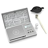 High Precision Milligram Reloading Scale 0.001g + Calibration Weight - MAXUS Silver Kit w/Powder Pan Spoon Scoop Tweezers Jewelry Medicine Bullet Ammo Backlit LCD Display in Grains MG-SK-20-001-SL