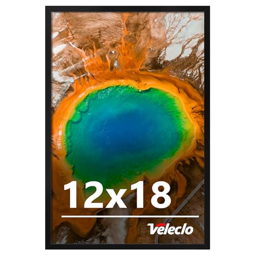 Veleclo 12x18 Picture Frame for Wall Display 12x18 Black Picture Frame with Shatter Resistant Plexiglass Stable and Sturdy 12 x 18 Poster Frame for Wall Display Handpicked Gift Collection 1 Pack