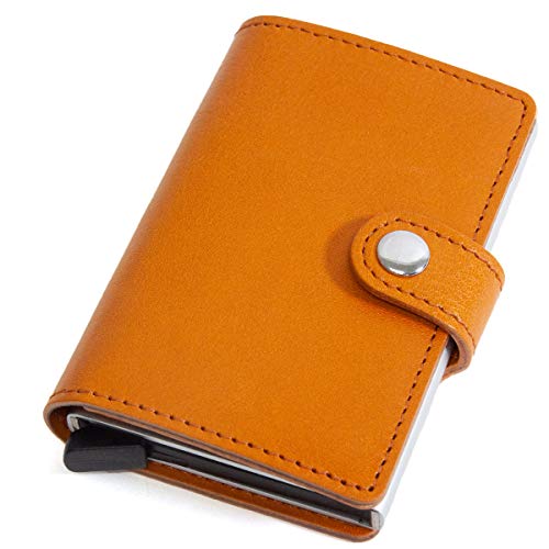 Genuine Leather Wallet for Men Ultra Slim Front Pocket Card Sleeve (Brown)