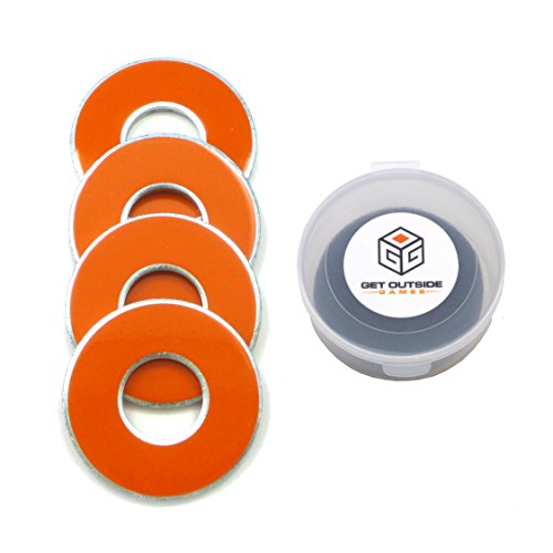 Get Outside Games 4 VVashers - Washer Toss/Washer Game Washers (Orange-Light, 4 VVashers with Container)