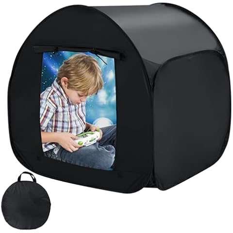 Sensory Tent for Kids, All-Black Blackout Tent for Children Relax & Reduce Anxiety & Improve Focus, Portable Pop-Up Play Tent with Travel Bag, Children's Calm Corner Cover