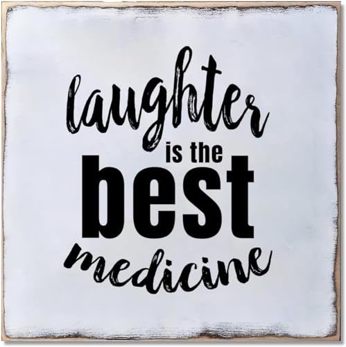 Rustic Wood Plaque Sign with Quote Laughter is The Best Medicine Home Decorative Wooden Sign Retro...