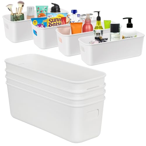 Aenmido 8 Stück Aufbewahrungskorb mit Griffen – Weiß Rechteck...