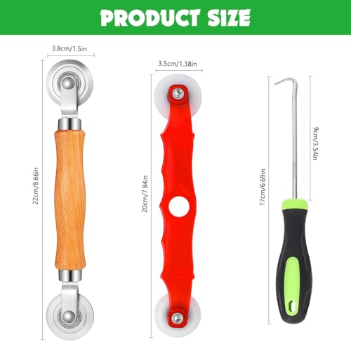Image of Serplex Window Screen Repair Roller Tool Kit, Screen Installation Tool with Double Roller Wheels & Hook Pick, Window Screen Spline Roller Set for Screen Door & Window Mesh Replacement for Windows