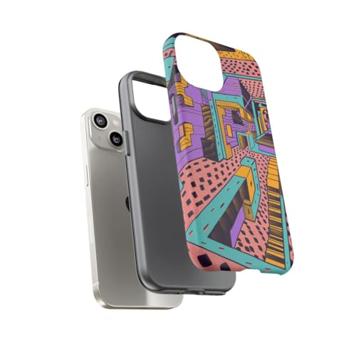 Coque iPhone 14 motif géométrique abstrait rose pour look unique