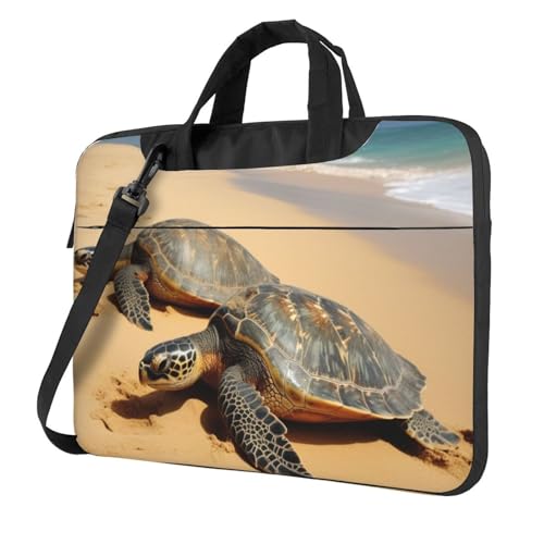Sac à bandoulière pour ordinateur portable avec poignée sacoche PC imprimé tortues plage