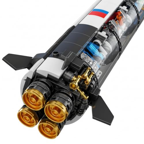 Image of SKY LINE OCEAN || Space Saturn V Bundling Block Set with Launch Stand || Translucent Spaceship Model || 846pcs || STEM Toy & Collectible Display for Home Office || 5 Year Structural Warranty