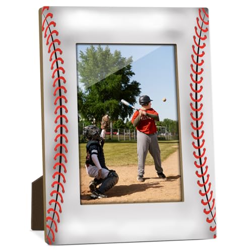 Frinalayoi Baseball Picture Frame Birthday Gifts for Team Player Women Men Athletes Sports Themed Wooden Picture Frame for Home Office Tabletop Display Holds 4x6 Inch Photo -013