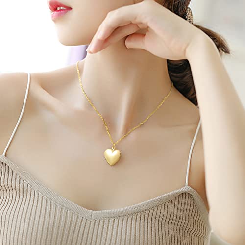 Phocksin Gold Glossy Personalized Heart Locket Necklace Custom Photo Locket Necklace For Women Picture Locket Pendant Necklace Engraved Any Text & Symbols Customized Lockets #TOP1