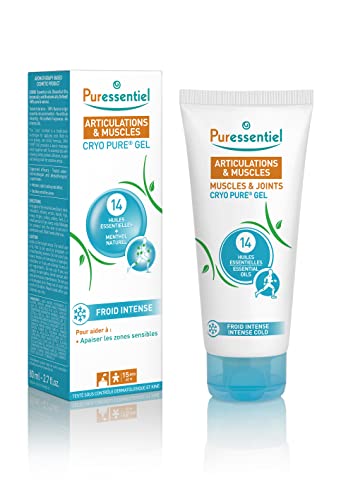 Puressentiel - Articulations et Muscles - Gel Cryo Pure aux 14 Huiles Essentielles - Effet froid intense - Aide à apaiser les zones sensibles - 80 ml