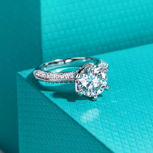 AnuClub Oval Cut Moissanite Ring for Women 3.692cttw(3CT Center Stone) D Color VVS1 925 Sterling Silver Elegant Engagement Wedding Promise Anniversary Rings with Certificate4