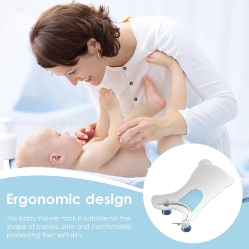 Image of MOPPETS Clean Rinse Baby Hands-Free Buttock Washing Rack, Infant ; Multifunction Anti-Slip Baby Sponging Bather for Use on Counter Sink 0-12 Months (Washer-White)