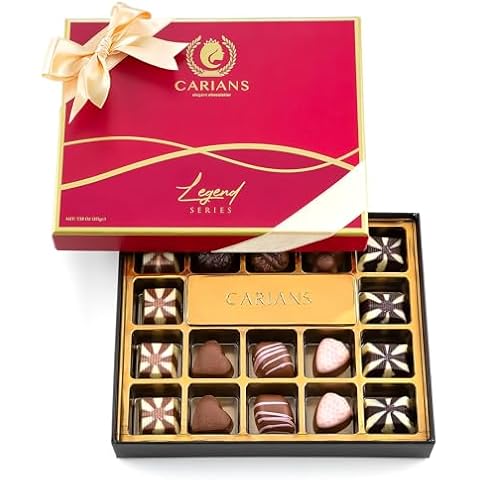 CARIANS Chocolatier Valentine's Day Assorted Gourmet Chocolate Gift Box, Dark, Milk, White Chocolates Truffles, Valentine's Day Chocolate Gift Box, Treats for Thank you, Anniversary Cover
