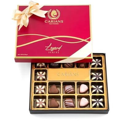 CARIANS Chocolatier Assorted Gourmet Chocolate Gift Box, Dark, Milk, White