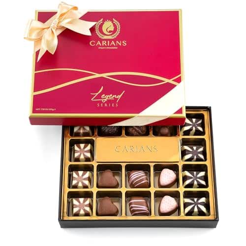 CARIANS Chocolatier Assorted Gourmet Chocolate Gift Box, Dark, Milk, White