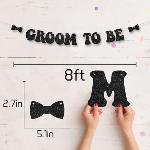 Groom to Be Banner, Black Glitter Wedding Engagement Shower Party Decor by ShuanQ - Used condition - Image 6