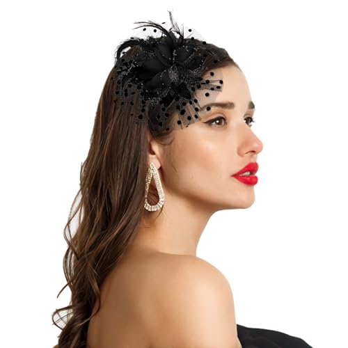 Geehua 578292_1_8BERFFGG Fascinators Hats For Women Tea Party, Headband Flower Cocktail Mesh Feather Hat Clip Wedding Carnival Derby Hat cover