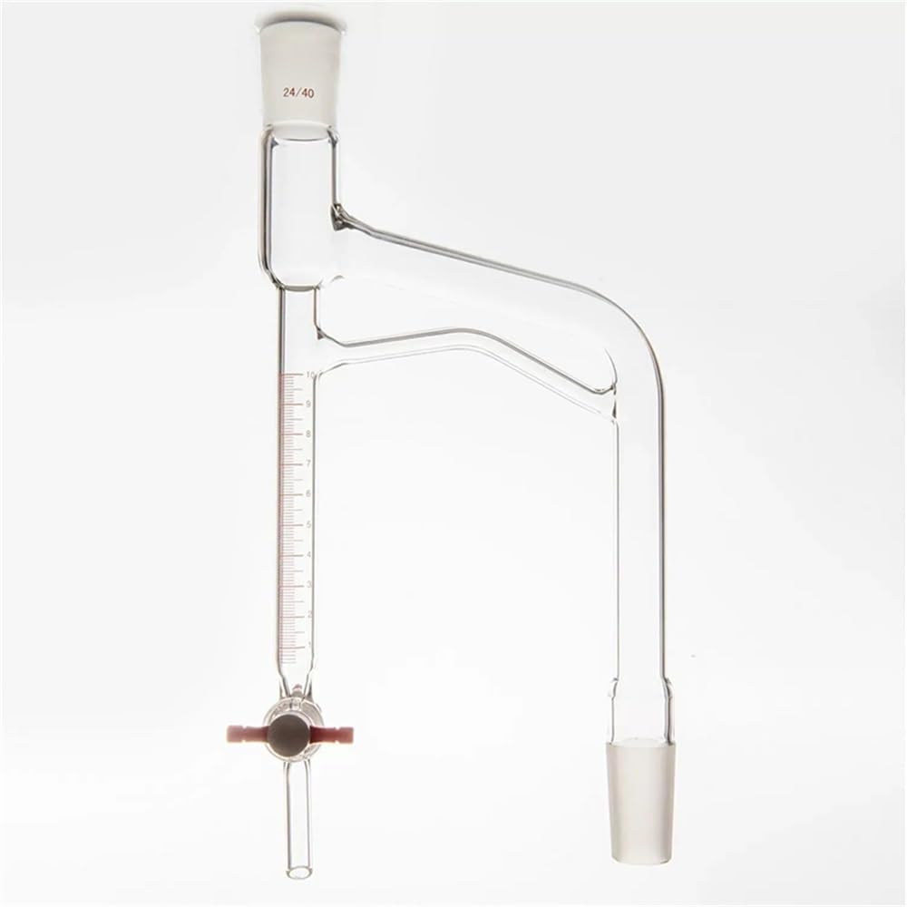 Graduierter Destillationsempfänger D46 aus Borosilikatglas, 10ml/20ml, Verbindung 24/40, PTFE/Glasventil(10mL Glass valve)