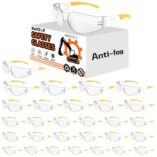 Salfboy 30pcs Anti Fog Safety Glasses Bulk for Men, with