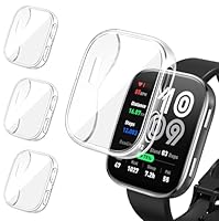 ivoler 3 Stücke Hülle mit Schutzfolie für Amazfit Bip 6, Vollständige Abdeckung Stoßfest Kratzfest Schutzhülle Ultradünne Weiche TPU Displayschutz Case, Transparent