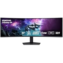 SAMSUNG 49" Odyssey G9 (G95C) Series DQHD 1000R Curved Gaming Monitor, 240Hz, 1ms(GtG), DisplayHDR 1000, AMD FreeSync Premi