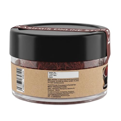 Image of Kashmir Online Store Original Saffron - Natural & Pure Finest Grade Kashmiri Kesar For Pregnant Women, Cooking, Face & Skin. (0.25g)