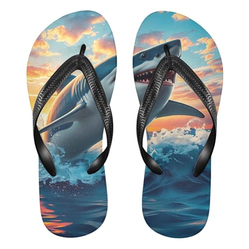 Burbuja Shark Breaching Flip Flops for Women Men, Soft Thong Sandals Rubber Slippers for Pool Beach Essentials