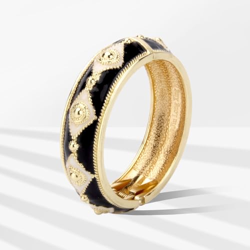 Image of wynameleri Modern Cloisonne Bracelet Geometric Enamel Cuff Bangles Hinged Bracelet Jewelry for Women Gift Box 184136