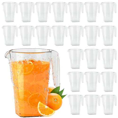 Dining Collection Clear Plastic Pitcher – 52 oz – 24 Pack - Square Elegant Design -Easy Pour – Duarble Plastic Pitcher for all Occasions