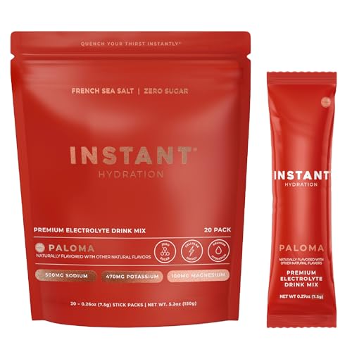 Image of Instant Hydration Sugar Free Electrolytes Powder Packets - Paloma Electrolyte Drink Mix & Travel Essentials - Post Workout Recovery, Brain Health, Muscle & Tissue Support - 20 Sticks