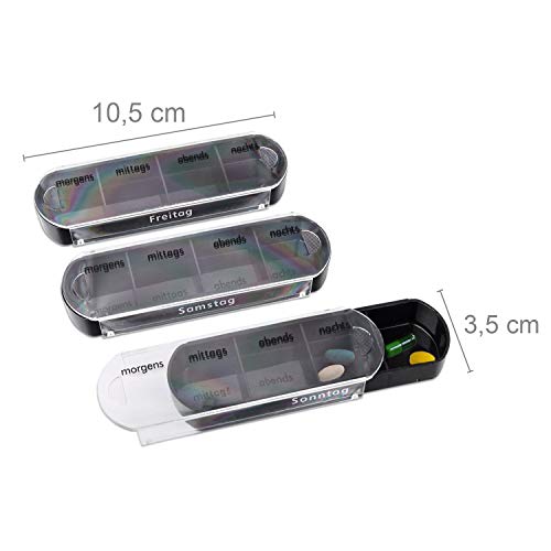 Schramm® Tablet Box zwart met zwarte schuifregelaars 7-daagse pillendoos tabletdoos tabletdoos tabletdoosjes tabletdoosjes tabletdoosjes pillen kunnen wekelijks gedoseerd worden - Afbeelding 6