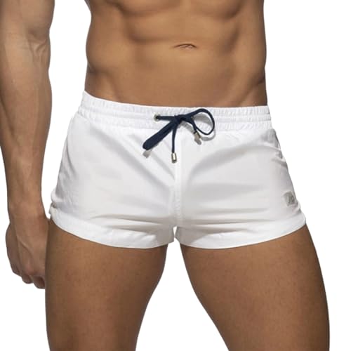 Short court pour hommes avec poche zippée boxer de bain bicolore fendu sport