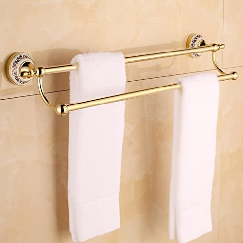 Rail de serviette double en or et porcelaine pour une routine bien-être unique