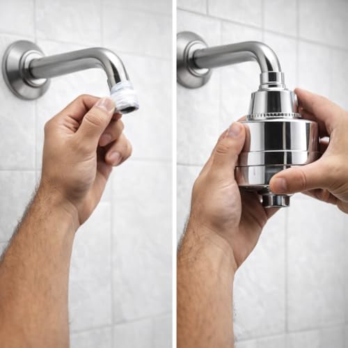 Image of IONIX Strong Filtration Shower Head Filter, Chrome Shower Water Filters for Hard Water, Anti Chlorine Bath, Shower Head with 15 Stage Cartridge, Removes Bad Smell & Impurities