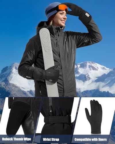 Rigwarl Ski Gloves For Men Women, Waterproof Winter Gloves Made With 3M Thinsulate Insulation, Waterproof Touchscreen Gloves With Anti-Slip Pu Palm Zipper Pocket For Snowboard Snowmobile And More Snowsports thumb #4