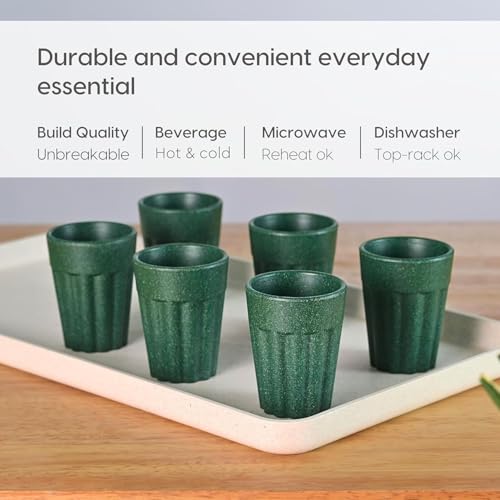 Image of Set of 6 Eco-Friendly Cutting Chai Cups | 100ml Reusable Coffee & Tea Cups | Rice Husk & Bamboo Fiber | Microwave & Dishwasher Safe | Lightweight & Durable | Hot & Cold Beverages (Fern Color)