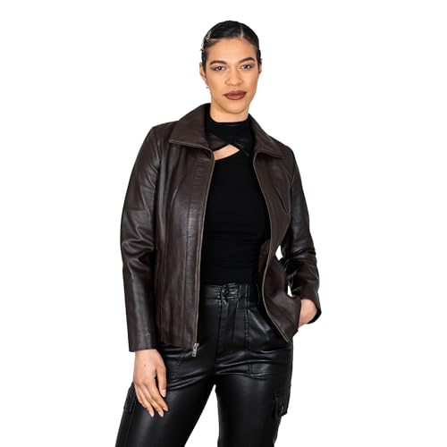 BRICK LANE Timeless Design Leather Jacket for Women | Genuine Lamb Nappa Leather Jacket