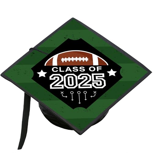 Big Dot of Happiness Grad Football - 2025 Graduation Cap Decorations Kit - Grad Cap Cover