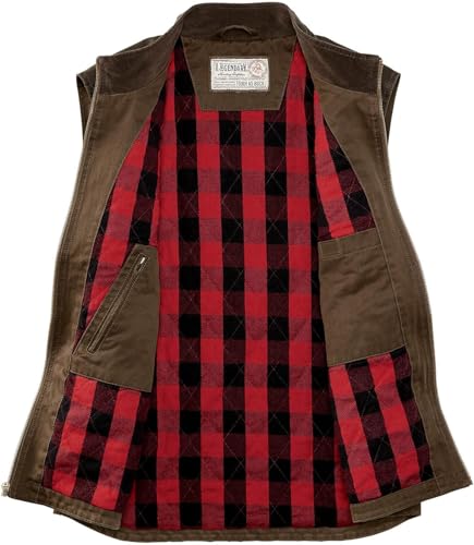 Image of Legendary Whitetails Men's Tough as Buck Vest for Men, Work Flannel Lined Hunting Outerwear, Casual Western Insulated Zip Up